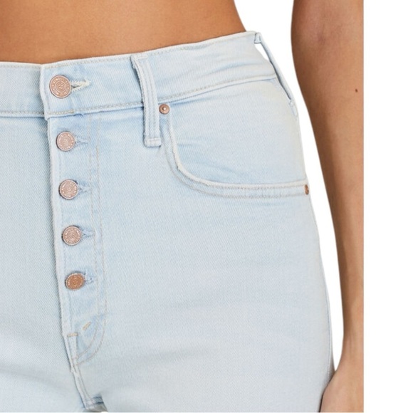MOTHER - Pixie Tomcat Ankle Exposed Button Fly Light Washed Jeans Sz 25 - Picture 2 of 9